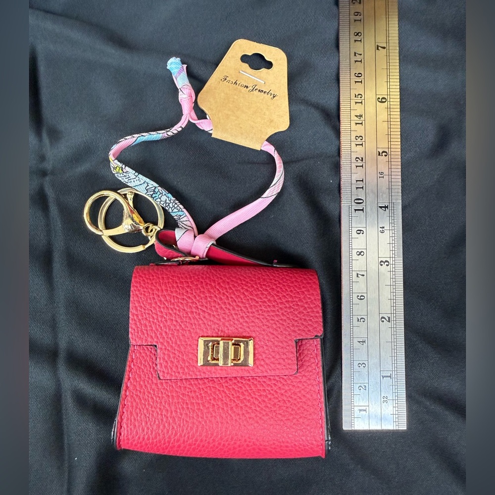 Red Mini coin purse with Gold Accents